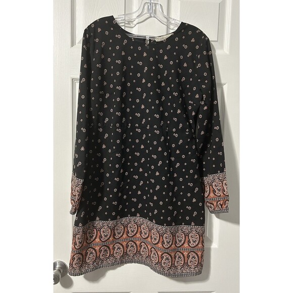 Abercrombie & Fitch Black Paisley Long Sleeve Mini Dress Size Medium - Picture 1 of 8